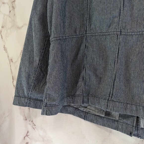 Talbots Jacket Womens 14W 1X Blue Striped Zip Nautical Casual Cotton Safari - Picture 8 of 13